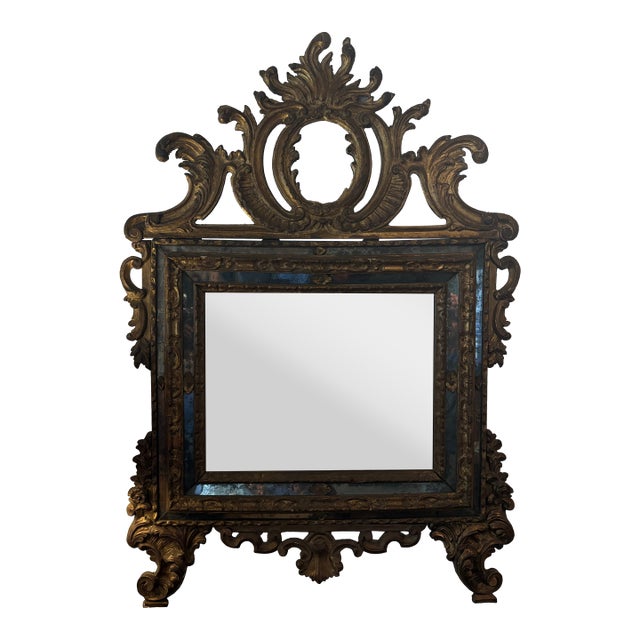 18th Century Italian Baroque Giltwood Mirror For Sale