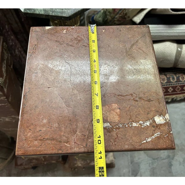 French Red Marble Pedestal – Sculptural Column With Bronze Ascents For Sale - Image 10 of 10