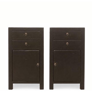 Pair of Antique Elm Accent Cabinets For Sale