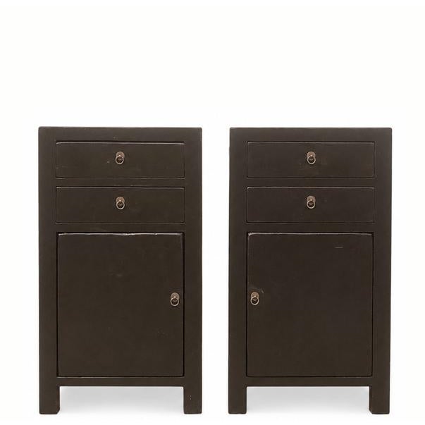 Pair of Antique Elm Accent Cabinets For Sale