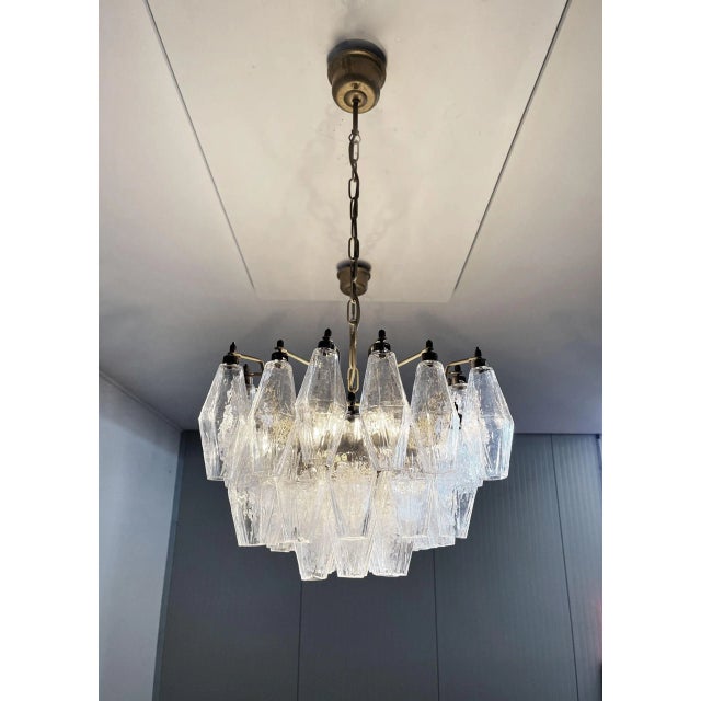 Mid 20th Century Mid 20th Century Crystal Murano Poliedri 138 Transparent Glasses Chandelier by Carlo Scarpa For Sale - Image 5 of 11