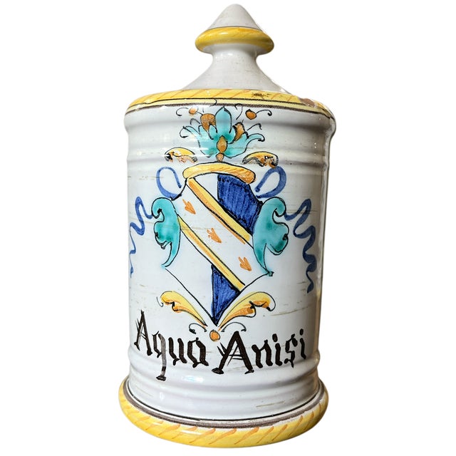 1960s Set of 3 Italian Majolica Apothecary Jars – Aqua Anisi, Rosmarinus & Aqua Salvia For Sale In Jacksonville, FL - Image 6 of 11