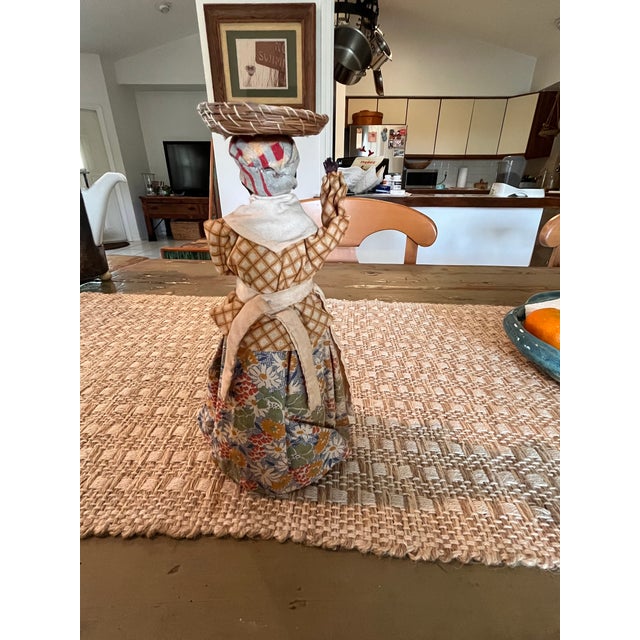 Textile Antique 1922 Jamaican b.w.i. Handmade Folk Art Market Woman Doll With Basket For Sale - Image 7 of 8