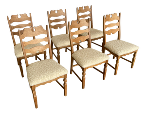 Mid-Century Danish Razorblade Dining Chairs in Oak by Henning Kjærnulf for E.G. Møbler, 1960s, Set of 6