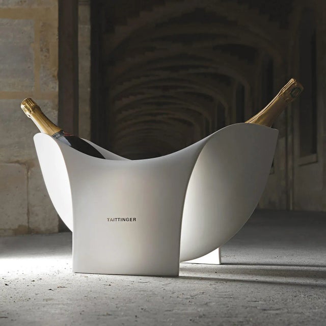 Contemporary Nos - Taittinger France White Corian Multiple Bottle XL Champagne Bath Chiller For Sale - Image 3 of 9