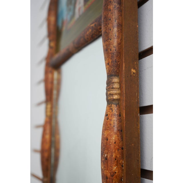 Antique Reverse Painted Hanging Wall Mirror For Sale - Image 9 of 10