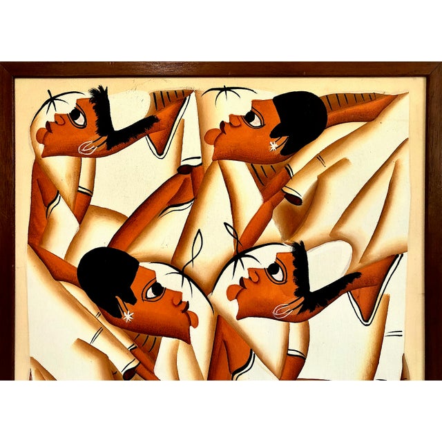 Abstract Haitian Naïve Art Movement Signed Painting, by Laurent Casimir For Sale - Image 3 of 10