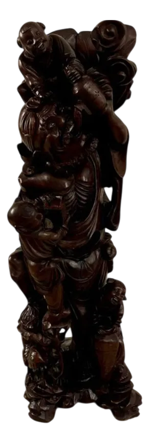 Large Antique Carved Hardwood Chinese Figure, 1900