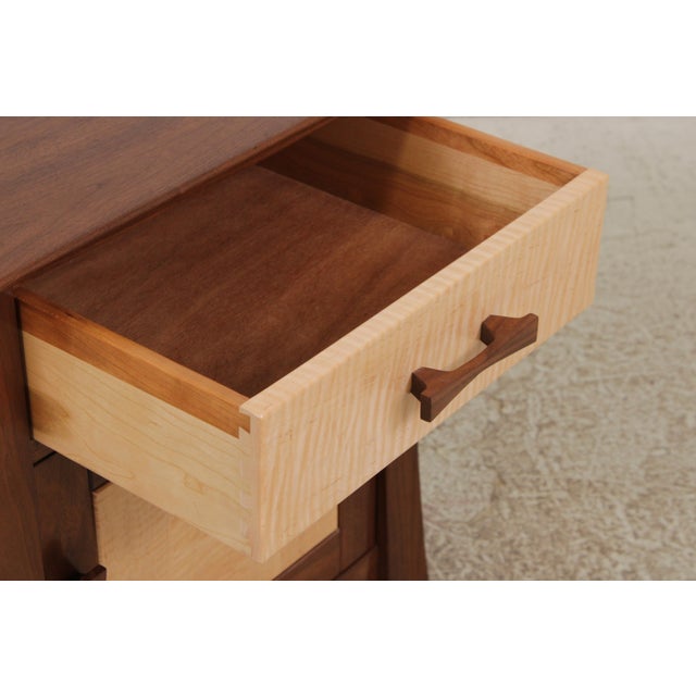Pair of Studio Crafted Tiger Maple & Walnut Nightstands For Sale In Philadelphia - Image 6 of 14