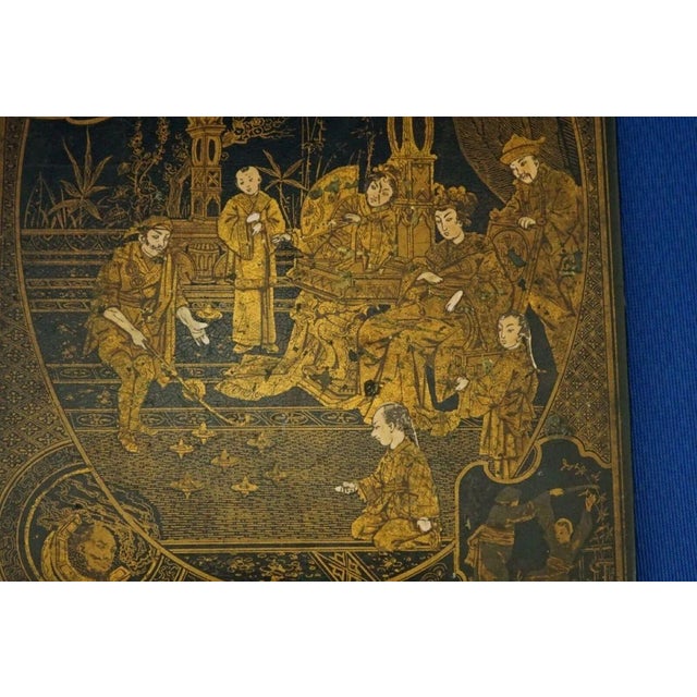Black Black Lacquered and Gilded Papier-Mâché Plaque Panel, Japan, Late 19th-Early 20th Century For Sale - Image 8 of 15