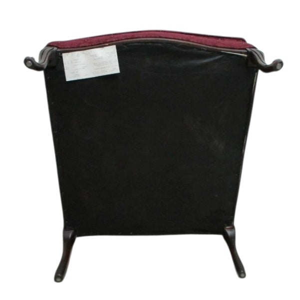 Maroon 1980s Hickory White French Country Carved Living Room Arm Lounge Chair For Sale - Image 8 of 11