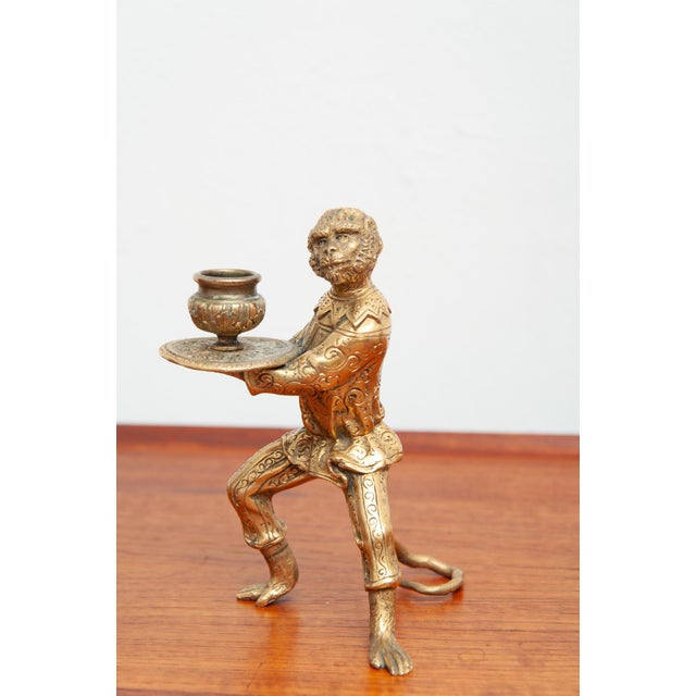 Monkey Candlesticks in Brass in Singerie Style, Set of 2 For Sale - Image 6 of 10