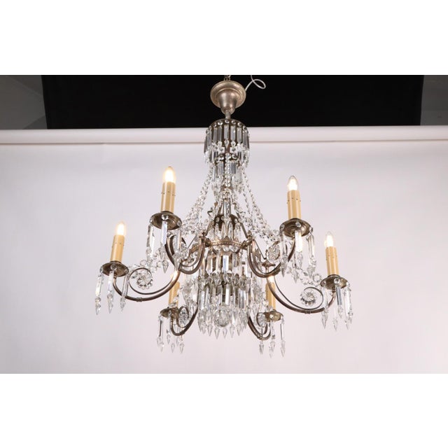 Early 20th Century Waterfall Crystal Chandelier For Sale - Image 16 of 17