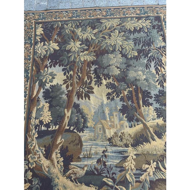 Vintage French Aubusson Style Jacquard Verdure Tapestry, 1970s For Sale - Image 3 of 18
