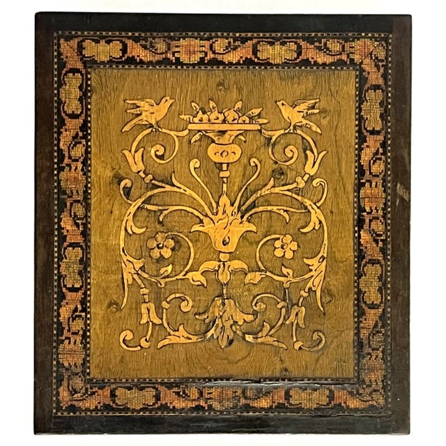 Lovely antique wooden hinged box from the early 20th century. The piece is hand made of various hardwoods with a Louis XVI...