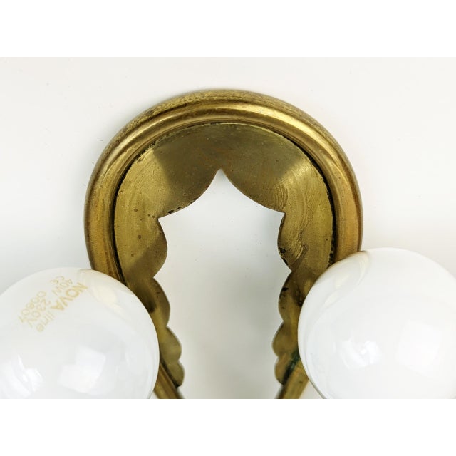Ivory Metal and Brass Four-Light Wall Lamps, 1950s, Set of 4 For Sale - Image 16 of 18