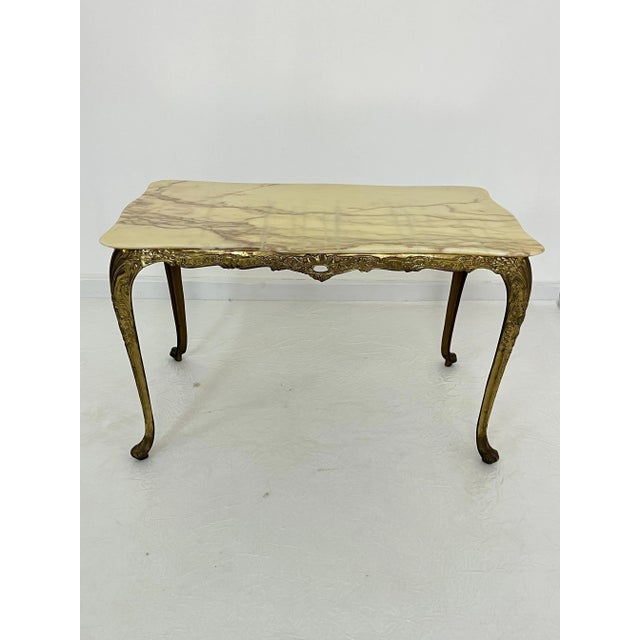 Gold Mid-Century Brass and Marble Coffee Table, Italy, 1950s For Sale - Image 8 of 14