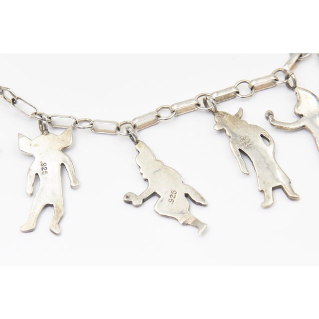 Metal Late 20th Century Southwestern Sterling Silver Figural Charm Necklace, Kachina-Inspired Folk Art Style For Sale - Image 7 of 10