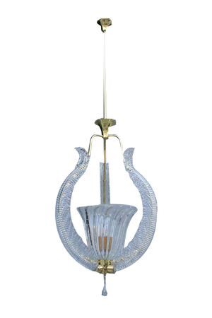 Murano Glass Pendant Light attributed to Barovier, 1950s