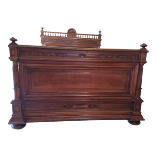 Henry II Style French Walnut Bed For Sale