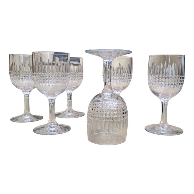 Crystal Port Wine Glasses with Nancy Pattern from Baccarat, 1890s, Set of 6 For Sale