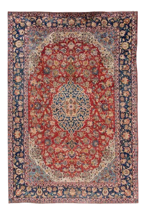 Vintage Persian Mahal Red Handmade Allover Floral Wool Rug