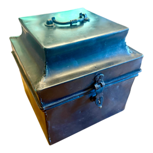 Luxury 19th C. Dispatch / Deed Box With Hinged Lid and Latch; Oil-Heated Steel and Iron