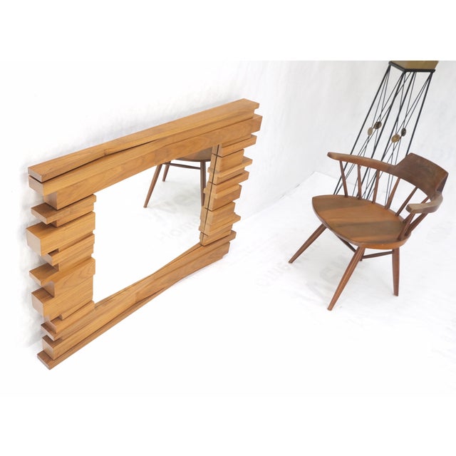 Brown Light Solid Walnut Arts and Crafts Style Mid-Century Modern Wall Mirror For Sale - Image 8 of 12