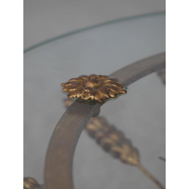 Glass Pair of Italian Glass Top Toleware Wheat Sheaf Side Tables For Sale - Image 7 of 12