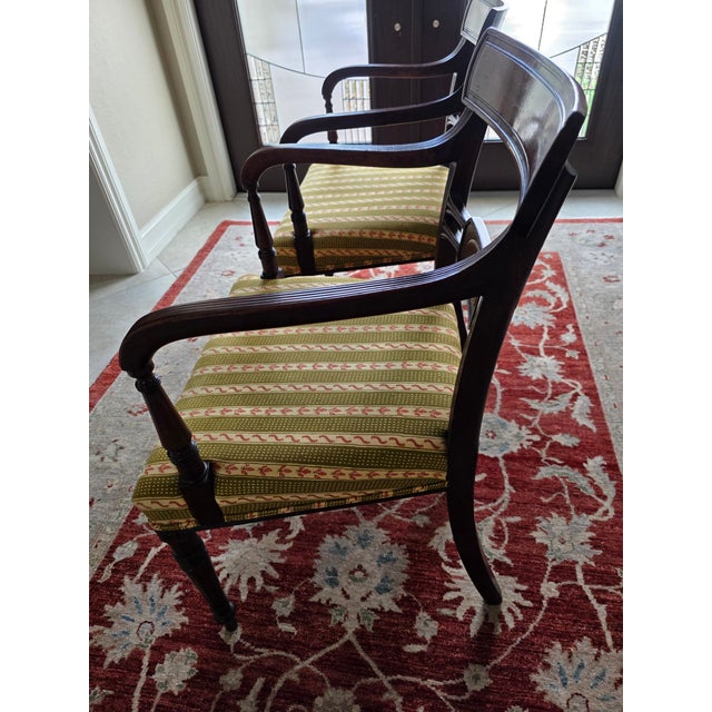 Pistachio Late 19th Century Pair of Regency Arm Chairs For Sale - Image 8 of 9
