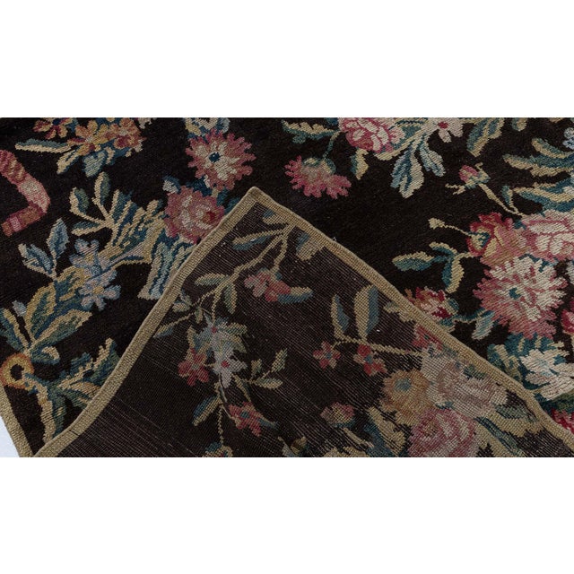 Brown Doris Leslie Blau Savonnerie Antique Floral Brown Hand-Knotted Runner - c. 1800 For Sale - Image 8 of 8