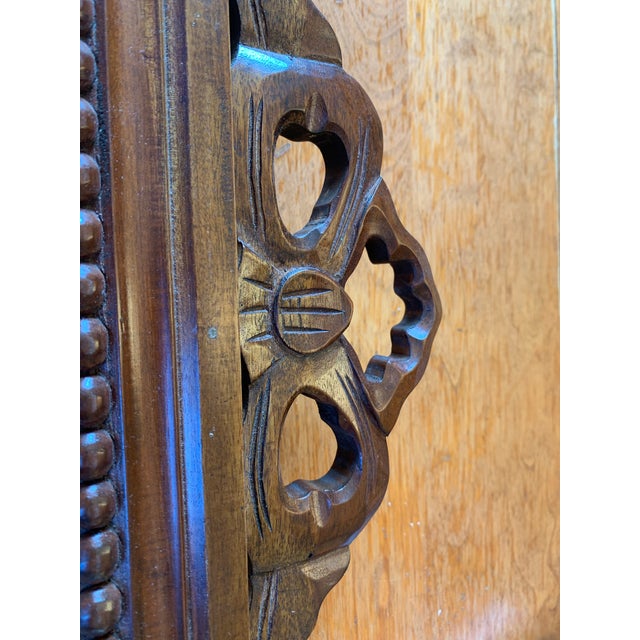 Wood Vintage Carved Bow Top Wooden Mirror For Sale - Image 7 of 7