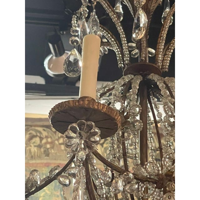 19th Century 19th C. Italian Bronze and Crystal Chandelier For Sale - Image 5 of 9