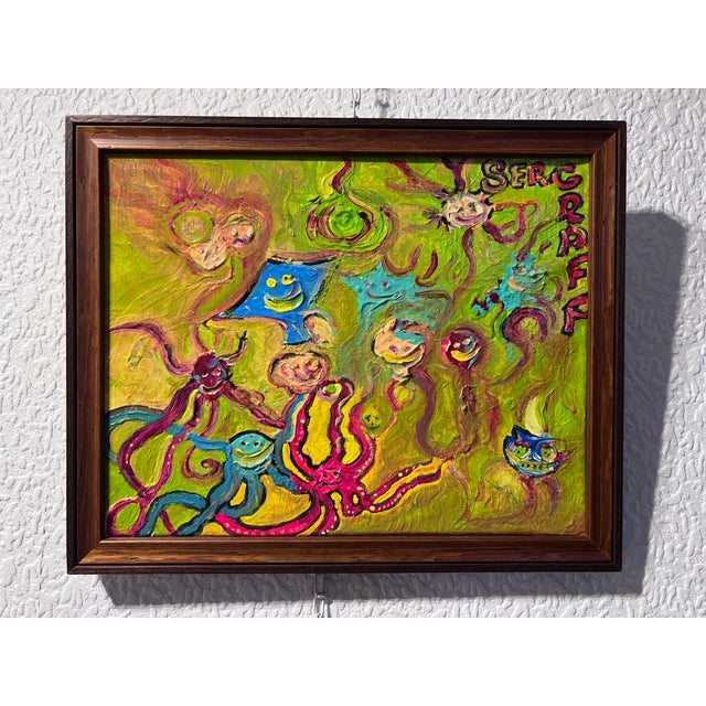 Abstract Painting on Canvas by Serg Graff "Funny Octopuses", Coa For Sale In Jacksonville, FL - Image 6 of 10