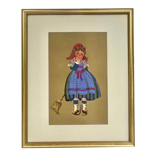 Vintage French Regional Costume Print 1929 Young Girl of Bethmale France For Sale In New York - Image 6 of 6
