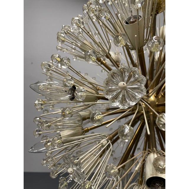 Transparent Emil Stejnar, Large Snowflake Chandeliers, Brass, Glass, Austria, 1965 For Sale - Image 8 of 10