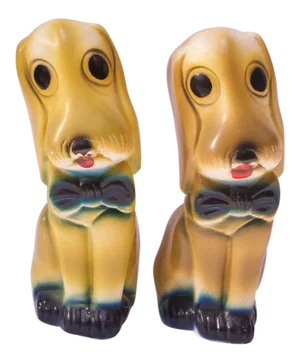 Set of Two Mid-Century American Modern Chalkware Dogs