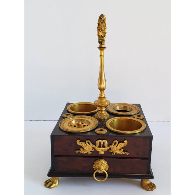 Antique Empire French Gilt Bronze Inkwell For Sale - Image 4 of 12