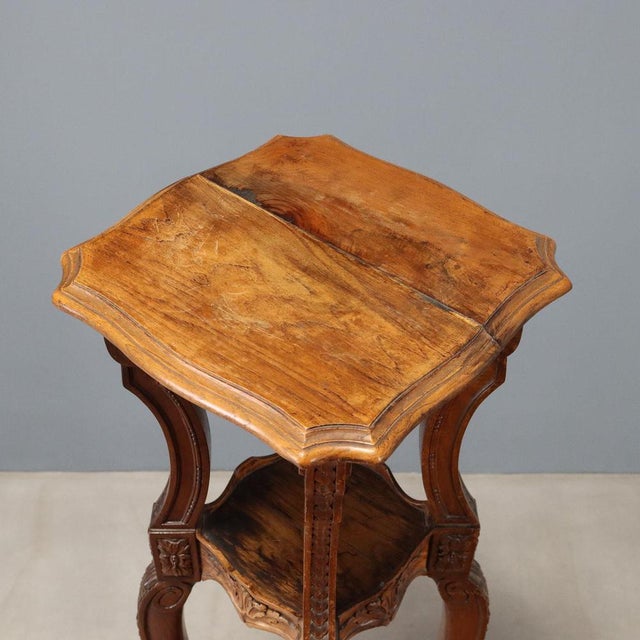 Wood Antique Italian Plant Stand in Carved Walnut, 1800s For Sale - Image 7 of 9