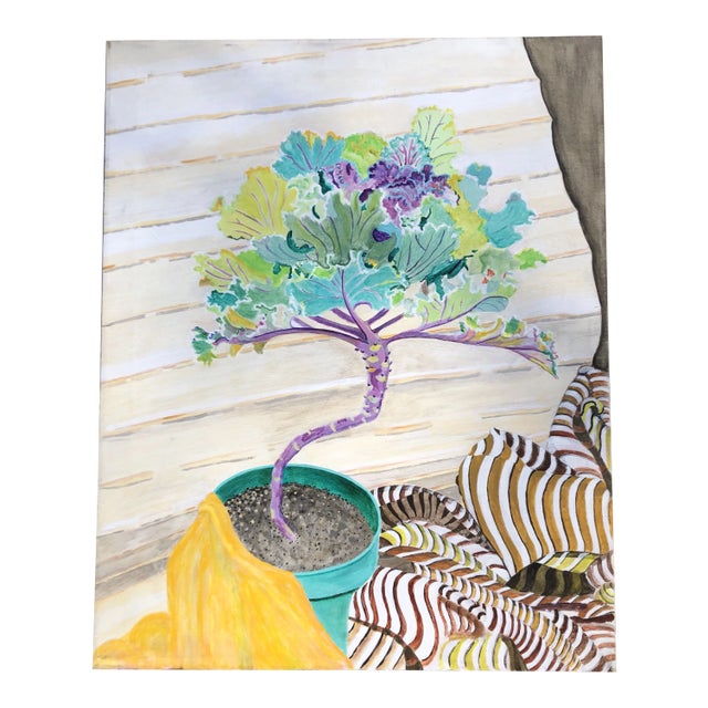 Original Vintage Contemporary Impressionist Colorful Still Life Painting For Sale