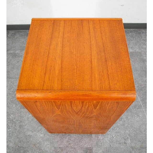 1960s Mid Century Modern Compact Cabinet Teak Smoked Glass MCM Media Lights Vintage For Sale - Image 5 of 9