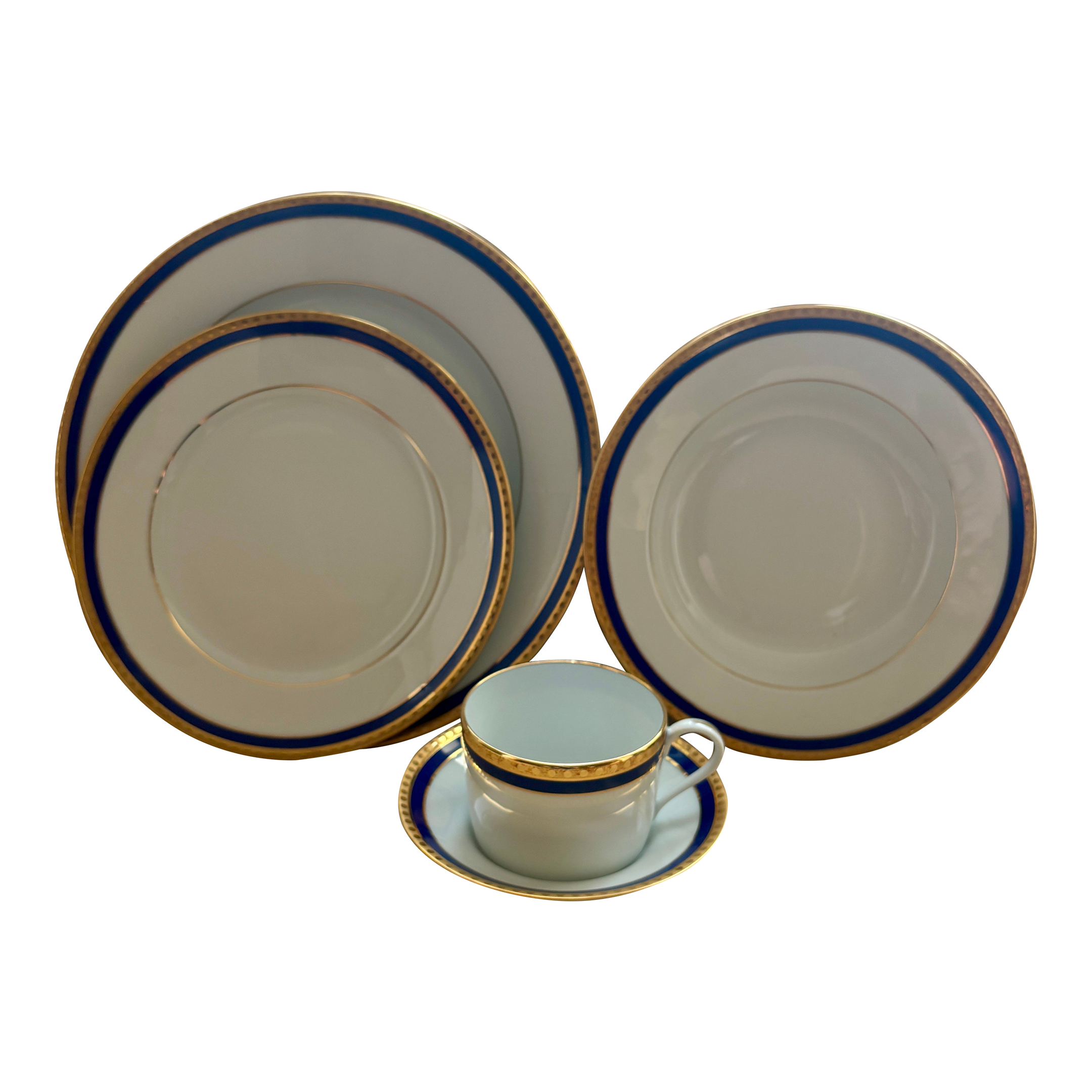 1990s Tiffany & Co. “Blue Band” Fine China – 12-Place Setting With