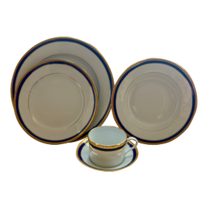 1990s Tiffany & Co. “Blue Band” Fine China – 12-Place Setting With Serving Pieces, 88-Piece Complete Collection
