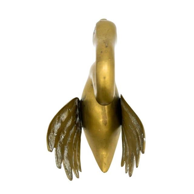 Metal Vintage Hollywood Regency Brass Swan Sculpture | Mid-Century Modern Figurative Decor - Hollywood Regency, Neoclassical For Sale - Image 7 of 12
