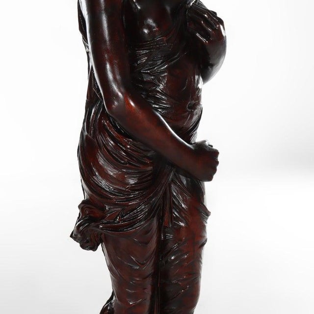 Antique Full Size Carved Mahogany Caryatid Figure of a Classical Woman C1880 For Sale - Image 12 of 13