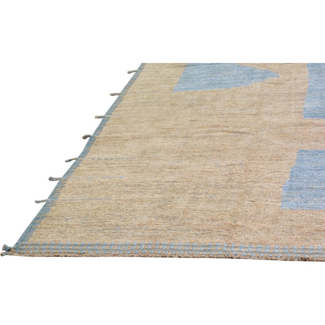 1990s 1990s Moroccan Azilal Hand Knotted Organic Wool Soft Texture Rug,9'5"X11'9" For Sale - Image 5 of 7