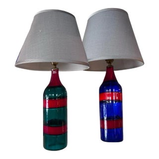 Pair of Mid 20th Century Fulvio Bianconi Venini Fasce Orizzontale Lamps For Sale