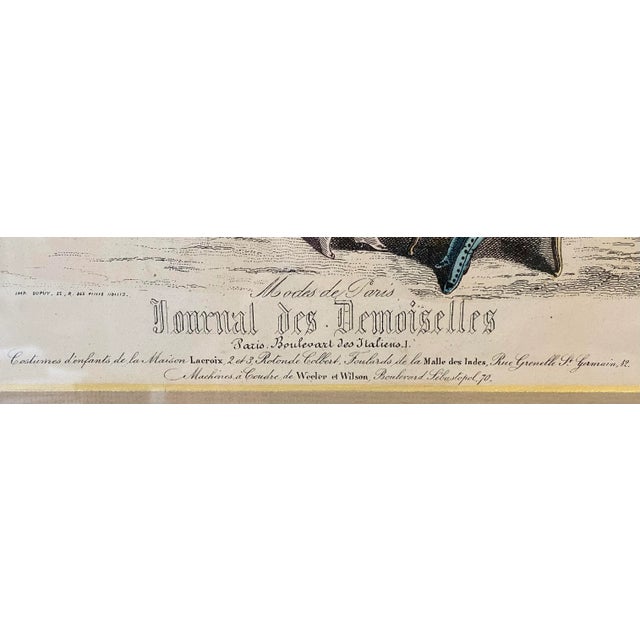 Late 19th Century Antique Hand Colored French Fashion Engraving - Circa 1879 For Sale - Image 5 of 10