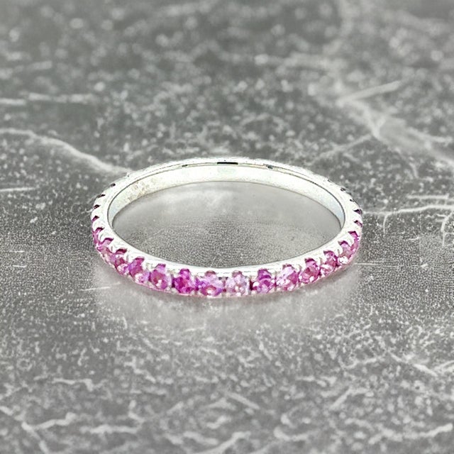 Natural Pink Sapphire Ring 6.5 14k W Gold 0.66 TCW Certified, Size 7 For Sale - Image 4 of 12