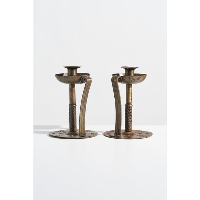 Antique Goberg Arts and Crafts Era Candlesticks by Hugo Berger For Sale - Image 4 of 10